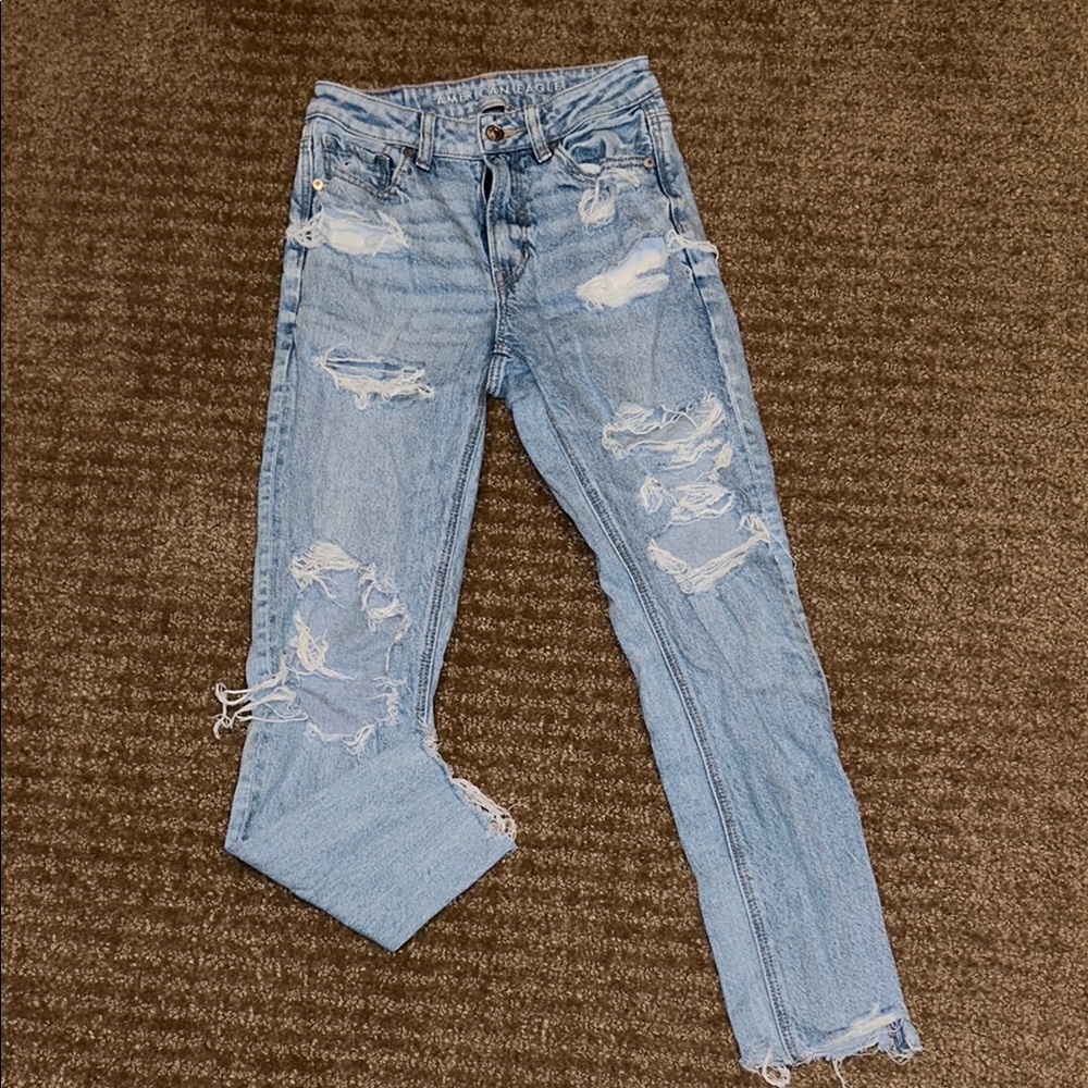 American Eagle Blue Skinny Jeans Distressed